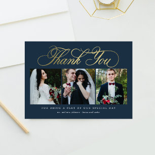 Luxuriöse Script-Hochzeit Danke, Card Imitats Foil Dankeskarte