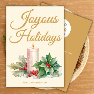 Luxuriöse Script Holiday Card mit Branding Feiertagskarte