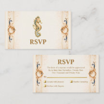 Luxuriöse Seepferdchen-Hochzeitseinladung im Vinta