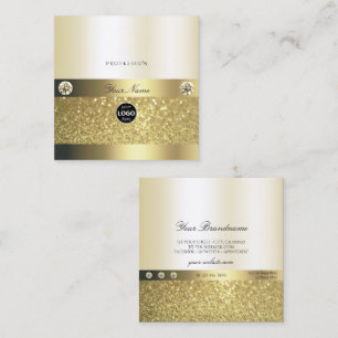 Luxuriöse Shimmery Gold Luminous Glitzer Logo Eleg Quadratische Visitenkarte