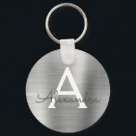 Luxuriöse Silber-Imitate Edelstahl-Monogramm Schlüsselanhänger<br><div class="desc">Luxuriöse Silber Imitate Edelstahl Metallic Eleganter Schlüsselanhänger. Diese Schlüsselanhänger können so angepasst werden,  dass sie Ihren Anfangs- und Vornamen enthalten. Diese Schlüsselketten machen Geburtstags-,  Brautparty- oder Junggeselinnen-Abschied-Favoriten großartig.</div>