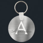 Luxuriöse Silber-Imitate Edelstahl-Monogramm Schlüsselanhänger<br><div class="desc">Luxuriöse Silber Imitate Edelstahl Metallic Eleganter Schlüsselanhänger. Diese Schlüsselanhänger können so angepasst werden,  dass sie Ihren Anfangs- und Vornamen enthalten. Diese Schlüsselketten machen Geburtstags-,  Brautparty- oder Junggeselinnen-Abschied-Favoriten großartig.</div>