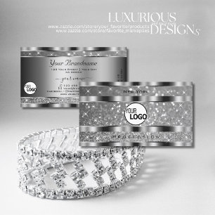 Luxuriöse Silber Luminous Glitzer Stars Logo Elega Visitenkarte