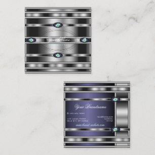 Luxuriöse Silbereffekte Dunkelblaue Imitate Rhines Quadratische Visitenkarte