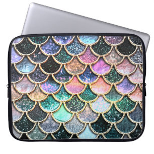 Luxuriöse silberne Glitzer Mermaid Scales Laptopschutzhülle