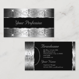 Luxuriöse silberschwarze Verzierte Grenzen mit Fot Visitenkarte
