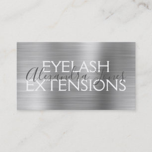 Luxuriöse Silver Brushed Metal Eyelash Extensions Visitenkarte