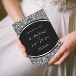 Luxuriöse Silver Carving Foliage Wedding Einladung