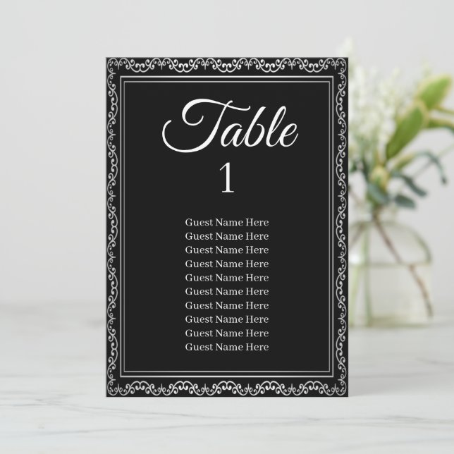 Luxuriöse Silver Frame Wedding Chart Card Karte (Stehend Vorderseite)