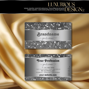 Luxuriöse Silver Glitzer Luminous Sparkle Stars Visitenkarte