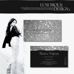 Luxuriöse Silver Glitzer Luminous Stars Elegante Visitenkarte