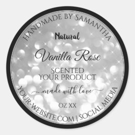 Luxuriöse Silver Glitzer Produktverpackungsmarken Runder Aufkleber