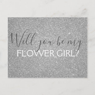 Luxuriöse Silver Glitzer & Sparkle Flower Girl Einladungspostkarte