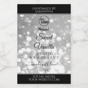 Luxuriöse Silver Glitzer Stars Logo-Produktkennzei Lebensmitteletikett