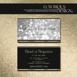 Luxuriöse Silver Glitzer Stars Schwarz Golden Bord Visitenkarte