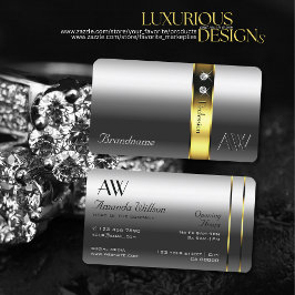 Luxuriöse Silver Gold Dekor Glamour Jewels Initial Visitenkarte