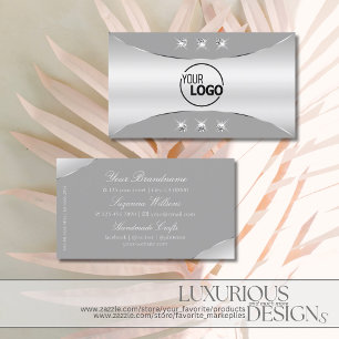 Luxuriöse Silver Gray Sparkling Diamonds und Logo Visitenkarte