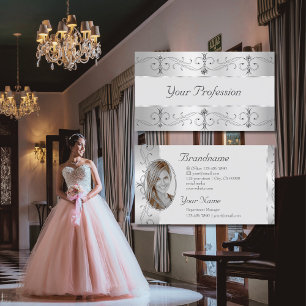 Luxuriöse Silver Gray Verziert Borders Jewels hinz Visitenkarte