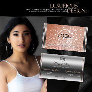 Luxuriöse Silver Rose Gold Sparkle Glitzer Logo hi Visitenkarte