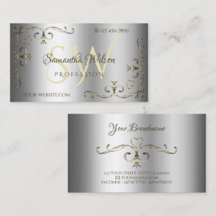 Luxuriöse Silver Shimmer Gold Verziert Corners Ini Visitenkarte