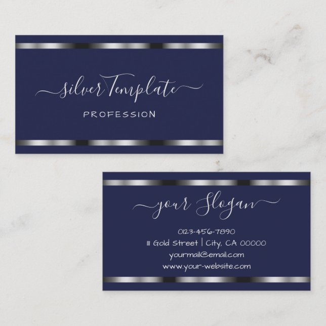 Luxuriöse Silver Signature Handschrift Schriftart  Visitenkarte (Vorne/Hinten)