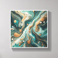 Luxuriöse Smaragd- und Gold-Fluid-Kunst - Elegante