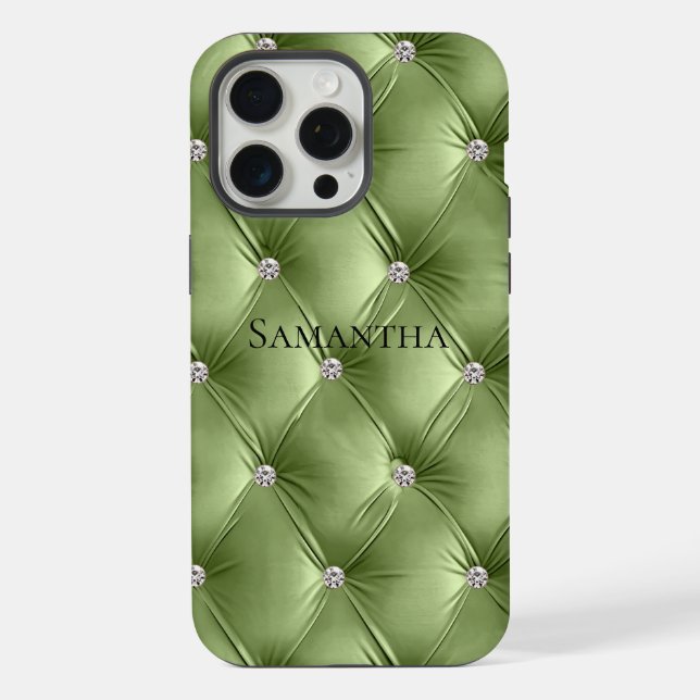 Luxuriöse Soft Warm Sage Green Imitate Velvet iPhone Hülle (Rückseite)