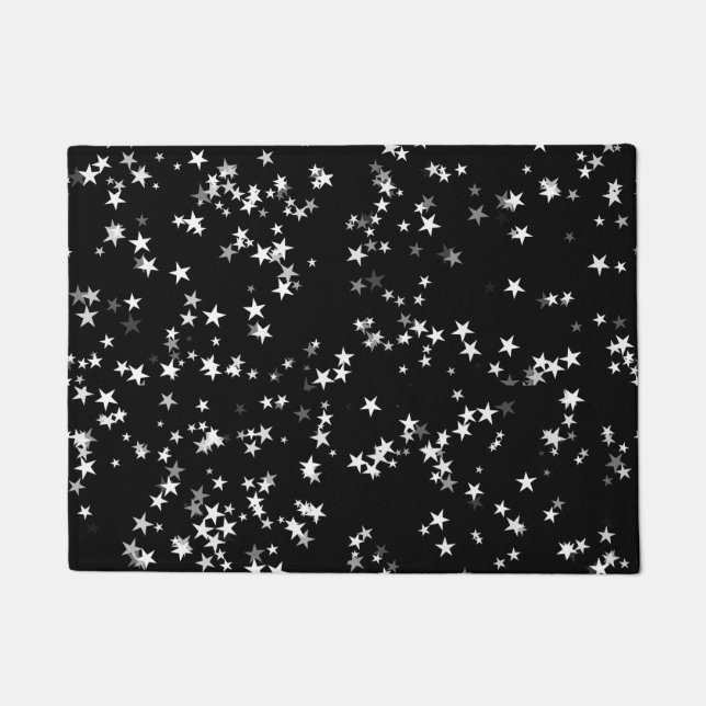 Luxuriöse Starry Sky Black Star Elegance Astronomi Fußmatte (Vorderseite)