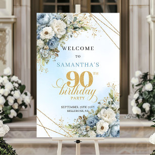 Luxuriöse staubblaue Blumen Eukalyptus Gold 90. Ge Poster