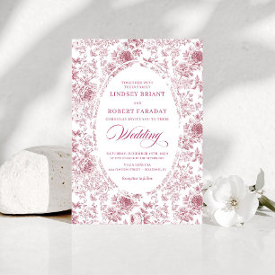 Luxuriöse staubrosa französische Toile-Hochzeitsei Einladung
