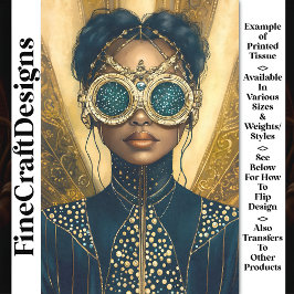 Luxuriöse Steampunk Futuristische Frau Y6 Decoupag Seidenpapier