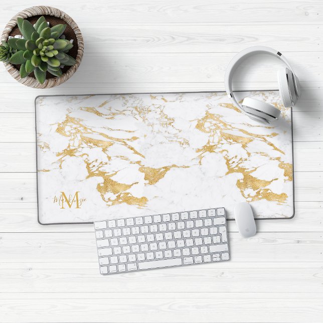 Luxuriöse Stilmöbel aus Goldfolie Schreibtischunterlage (Luxury Gold Foil Marble Desk Mat Mouse Pad)