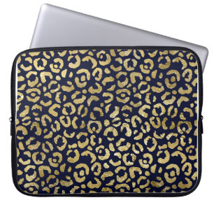 Luxuriöse Stylish Gold Navy Leopard Print Laptopschutzhülle