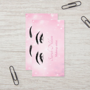 Luxuriöse Sweet Pink Funkelnd Makeup Business Card Visitenkarte