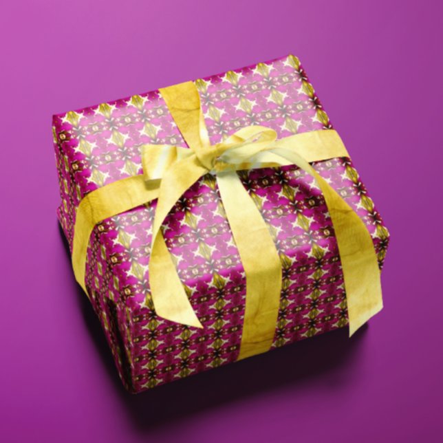 Luxuriöse Tahitian Tropical Fuchsia & Gold Boho Geschenkpapier (Hawaiian Luau-Themed Fuchsia and Gold Gift Wrap)