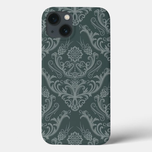 Luxuriöse Tapete aus grünem Blumenmotiv Case-Mate iPhone Hülle (Rückseite)