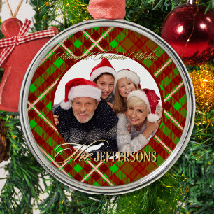 Luxuriöse Tartan Foto Weihnachtsdekoration Ornament Aus Metall