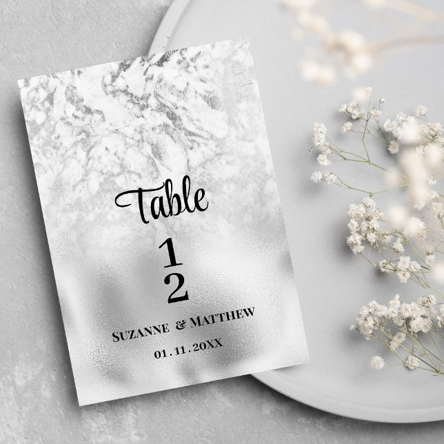 Luxuriöse Tischnummern aus grauem weißem Marmor (Luxurious gray white silver marble Table Numbers)