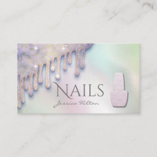 Luxuriöse trendige holografische Tropfen Nail Salo Visitenkarte