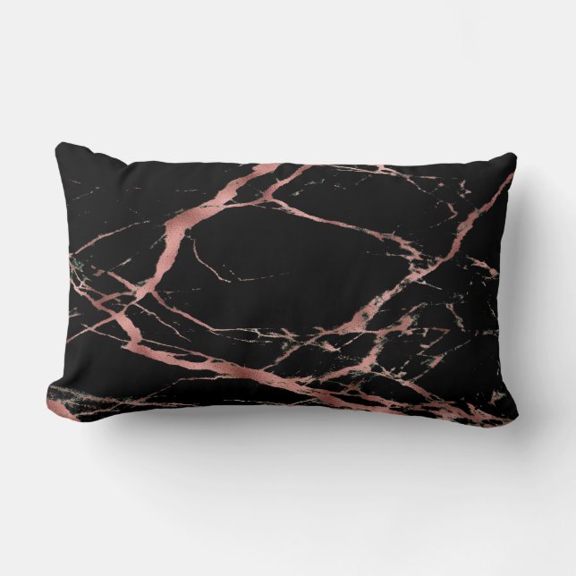 Luxuriöse Trendy Pink Black Marble Baumwolle Lendenkissen (Vorderseite)