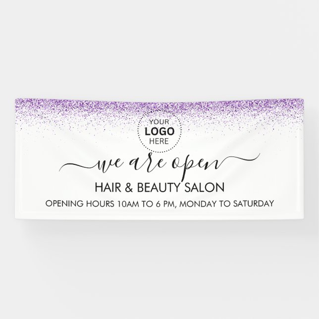 Luxuriöse Tropfen Glitzer lila Salon Banner (Horizontal)