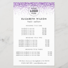 Luxuriöse Tropfen Glitzer lila Salon Flyer