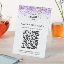 Luxuriöse Tropfen Glitzer lila Salon Pedestal Zeic Sockelschild