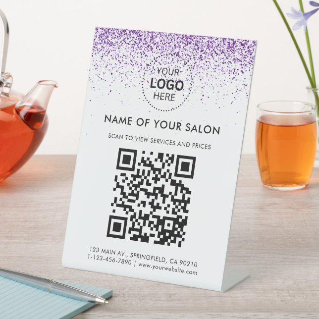 Luxuriöse Tropfen Glitzer lila Salon Pedestal Zeic Sockelschild (In Situ)