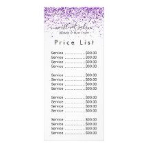 Luxuriöse Tropfen Glitzer lila Salon Rack Card