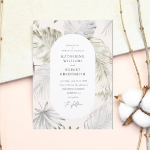 Luxuriöse Tropical Foliage Blush Wedding Einladung