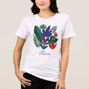 Luxuriöse tropische Dschungelblätter Tri-Blend Shirt