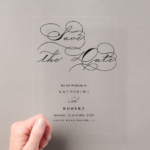 Luxuriöse Typografie Budget Save-the-Date-Karte Acryleinladungen