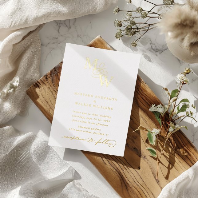 Luxuriöse Typografie-Hochzeit Folieneinladung (Von Creator hochgeladen)