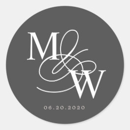 Luxuriöse Typografie Wedding Monogram Runder Aufkleber